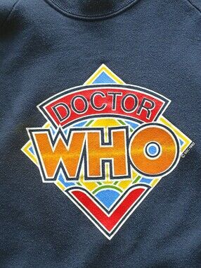 Vintage 1982 Doctor Who BBC Graphic Crewneck Sweatshirt Black 23"x26.75"